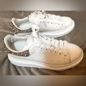 Alexander McQueen White Leather Studded Women’s Sneakers